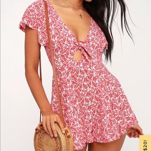 Dondi Red and White Print Romper